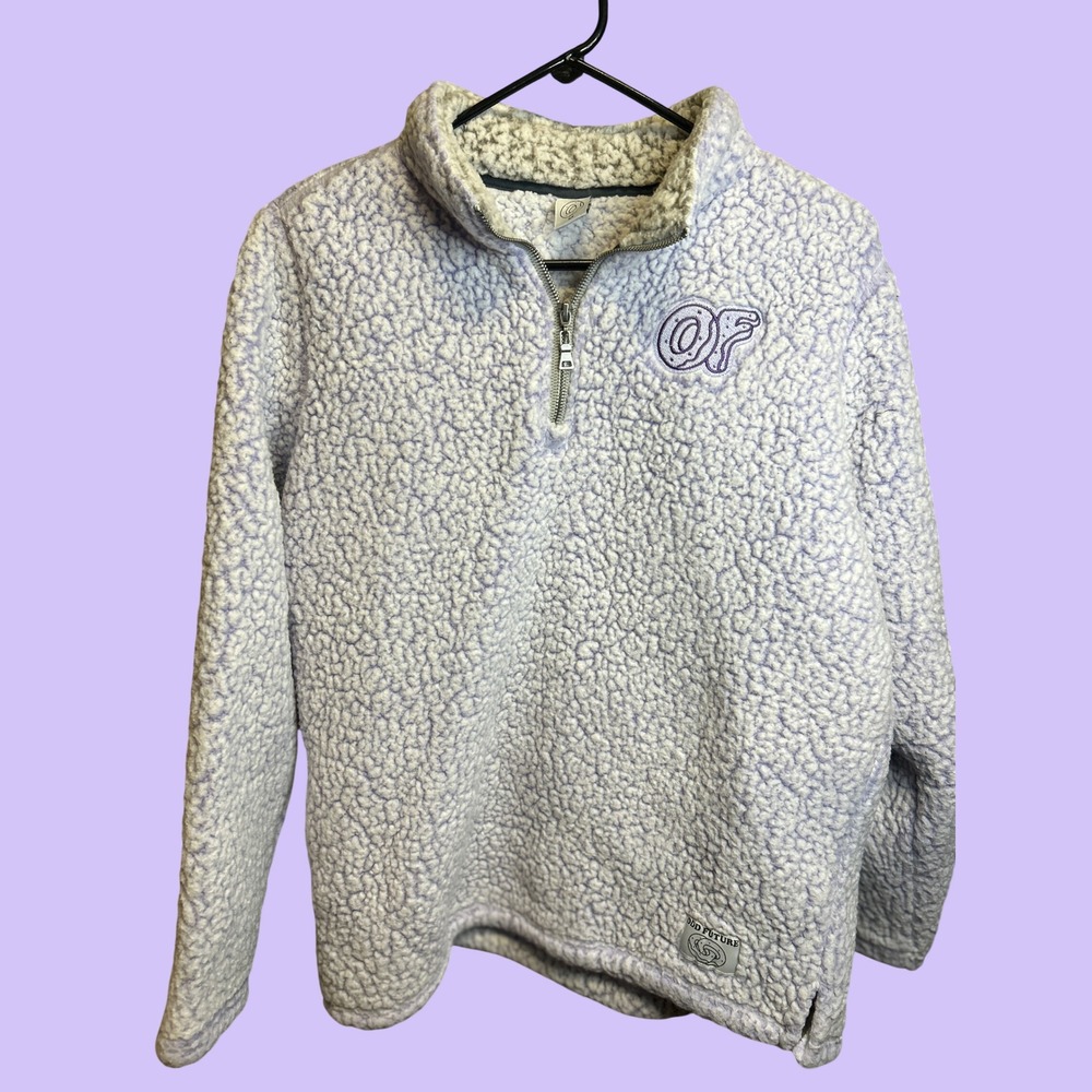 Odd Future Pullover Women Medium Purple Sherpa Quarter Zip Streetwear Fleece